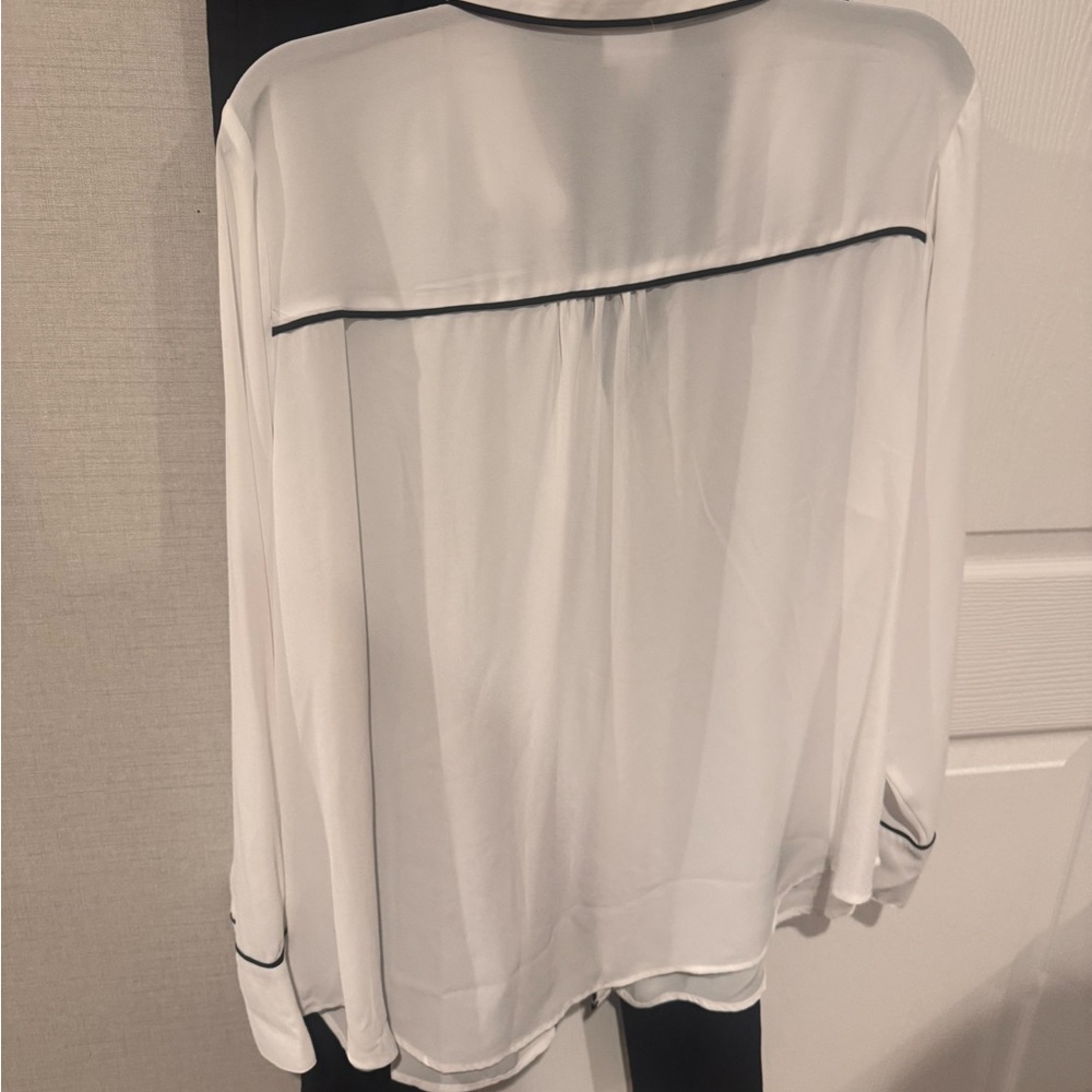 Liz Claiborne White Blouse with Black Trim